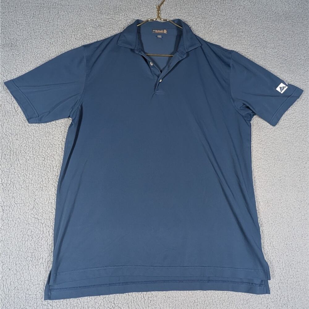 Peter Millar Summer Comfort Polo Shirt Mens Large Blue Solid Performance Polo